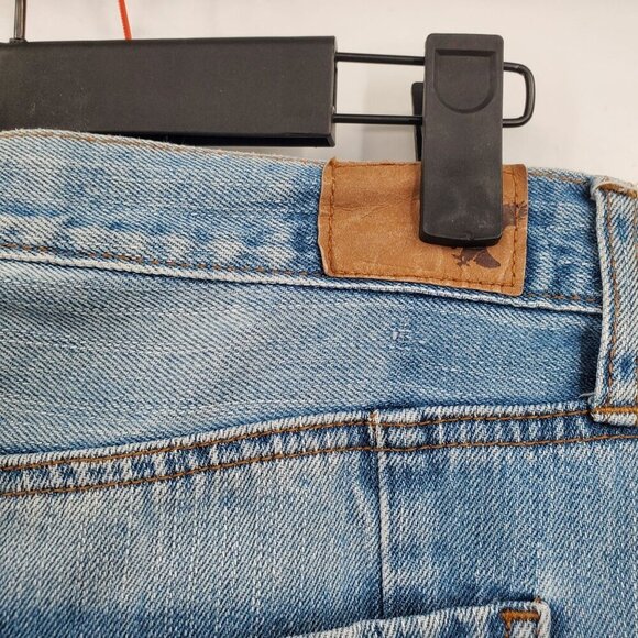 American Eagle Vintage Hi Rise Two Tone Frayed Hem Button Fly Jeans Women Size 8 - Picture 8 of 16